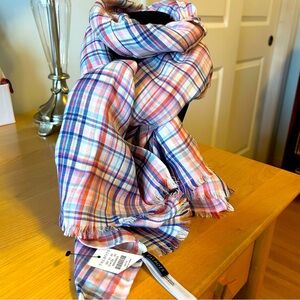 NWT Talbots Pastel Plaid Scarf Wrap